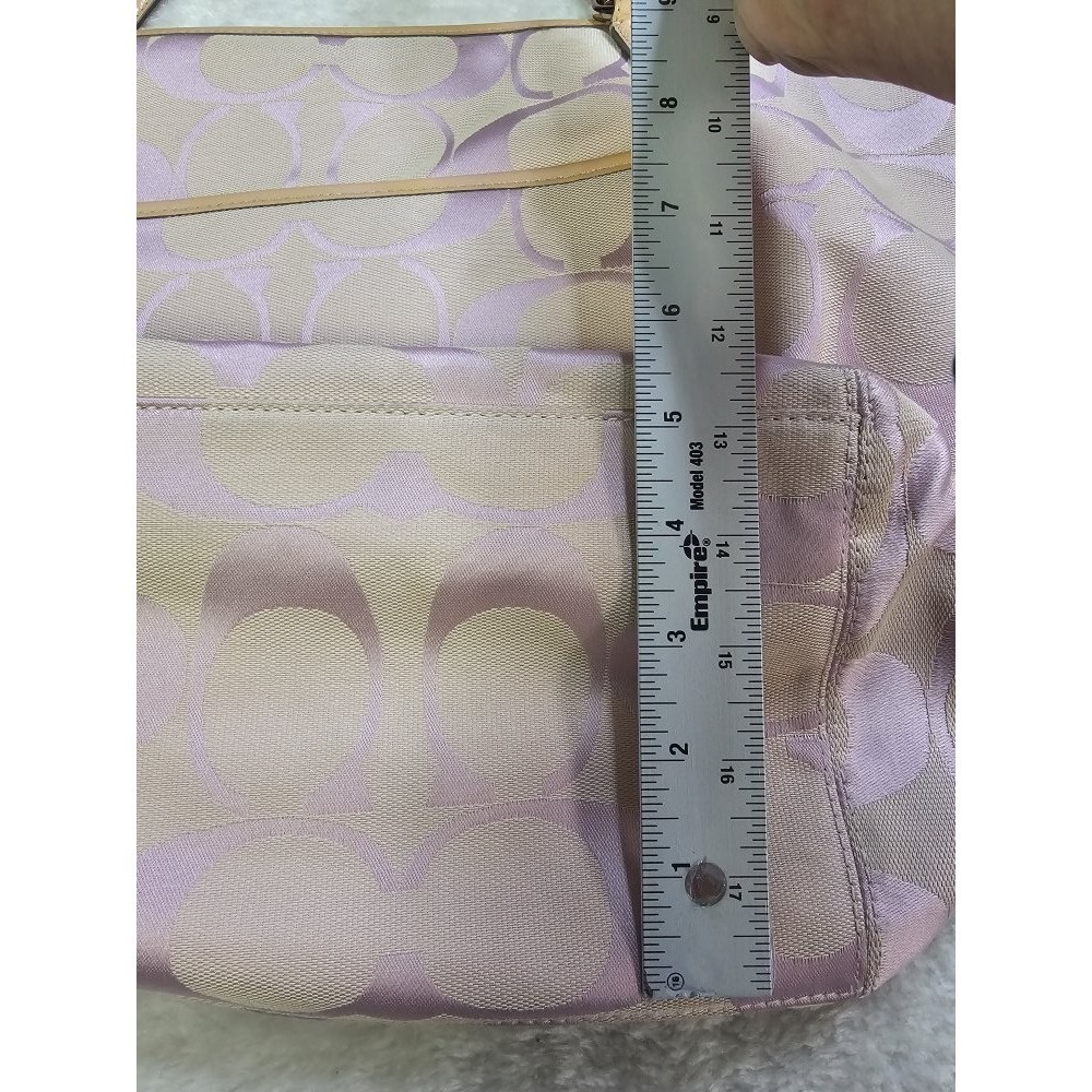 Vintage Pink Coach Signature Optic Leah Shoulder Tote Bag - Picture 5 of 14